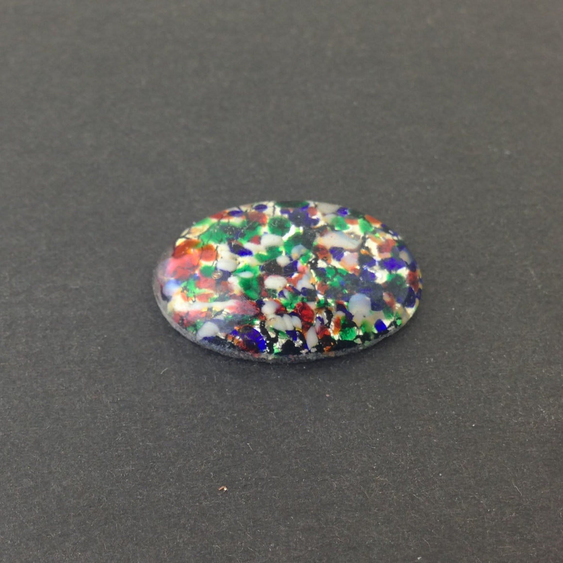 Black Multi-Colored Opal Glass Cabochon 25x18mm (1) cab5006J