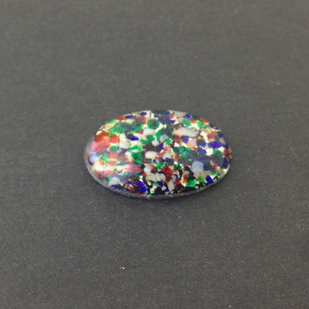 Black Multi-Colored Opal Glass Cabochon 25x18mm (1) cab5006J