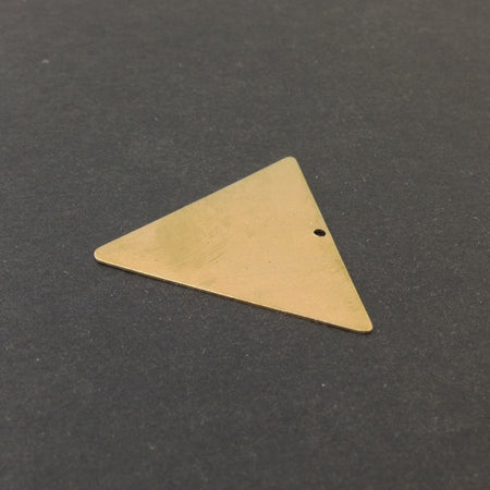1 Bottom Hole Raw Brass Flat Geometric Triangle Pendant Charm 37mm (4) mtl443A