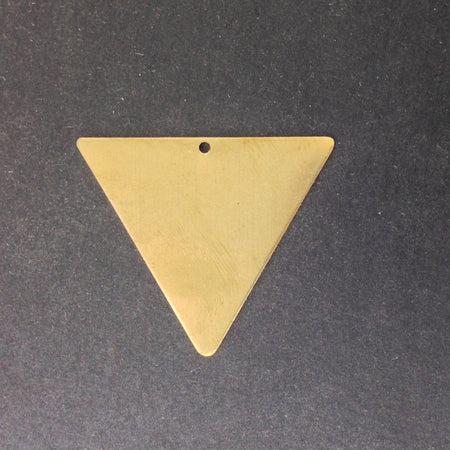 1 Bottom Hole Raw Brass Flat Geometric Triangle Pendant Charm 37mm (4) mtl443A