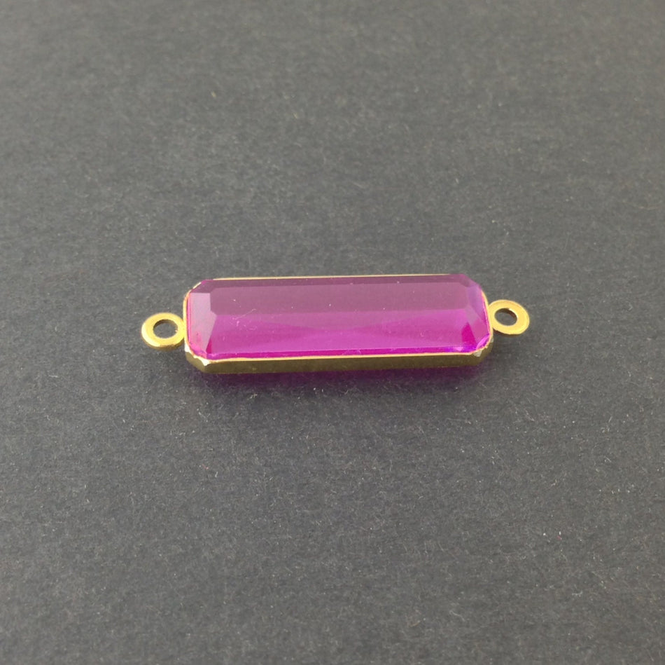 2 Loop Vintage Light Amethyst Acrylic Faceted Channel Set Rectangle Drops 8x25mm (6) chr068M