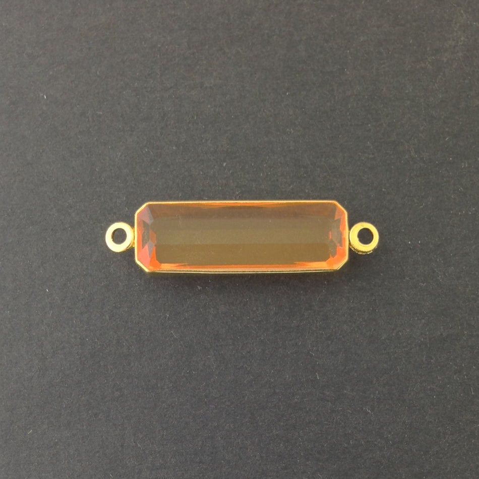 2 Loop Vintage Light Topaz Acrylic Faceted Channel Set Rectangle Drops 8x25mm (6) chr068N