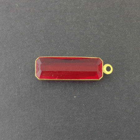 1 Loop Vintage Ruby Acrylic Faceted Channel Set Rectangle Drops 8x25mm (6) chr068W