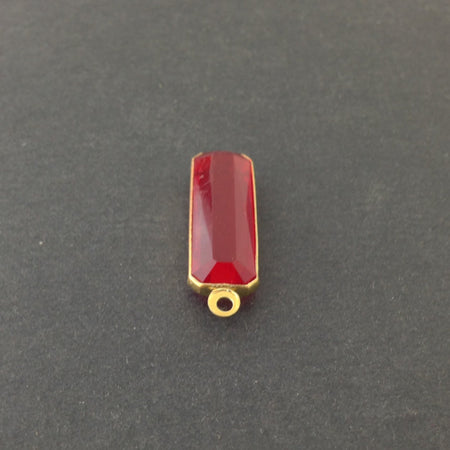 1 Loop Vintage Ruby Acrylic Faceted Channel Set Rectangle Drops 8x25mm (6) chr068W