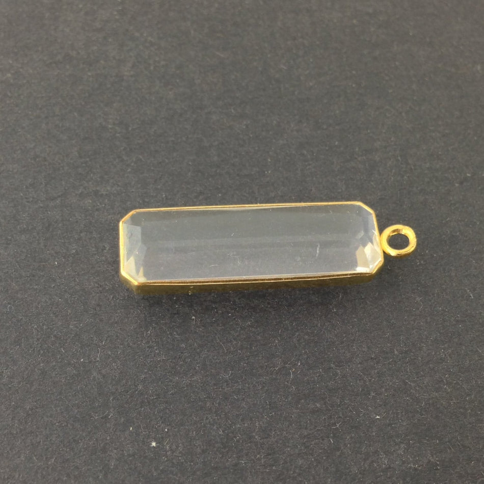 1 Loop Vintage Clear Acrylic Faceted Channel Set Rectangle Drops 8x25mm (6) chr068R