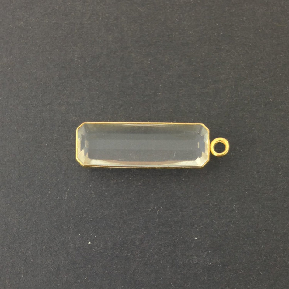 1 Loop Vintage Clear Acrylic Faceted Channel Set Rectangle Drops 8x25mm (6) chr068R