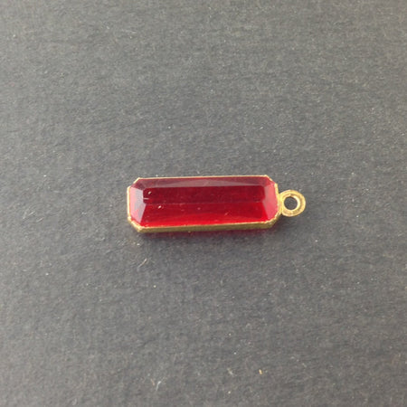 1 Loop Vintage Ruby Acrylic Faceted Channel Set Rectangle Drops 8x20mm (6) chr068Y