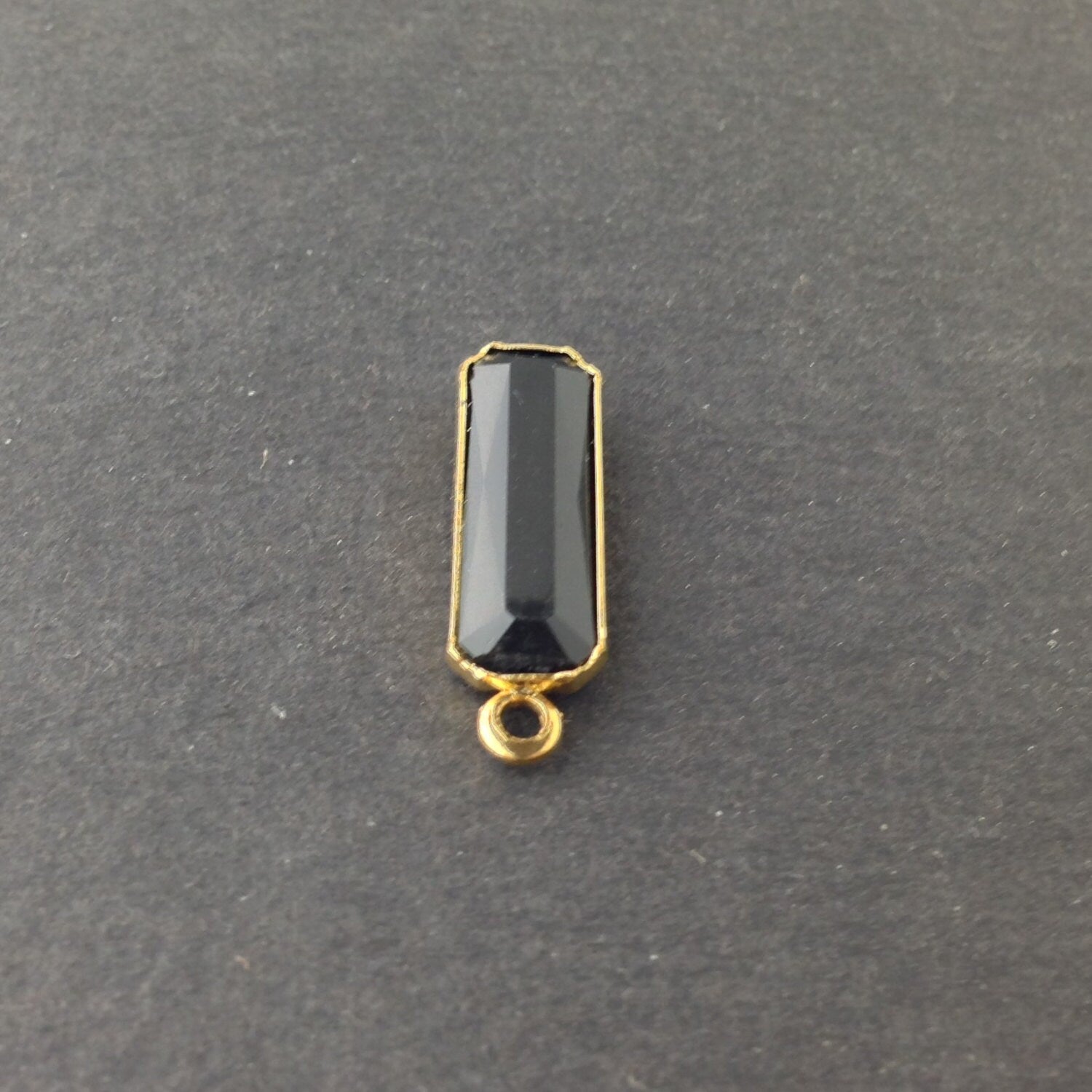 1 Loop Vintage Black Acrylic Faceted Channel Set Rectangle Drops 8x20mm (6) chr068BB