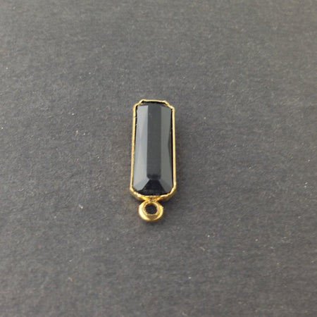 1 Loop Vintage Black Acrylic Faceted Channel Set Rectangle Drops 8x20mm (6) chr068BB