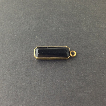 1 Loop Vintage Black Acrylic Faceted Channel Set Rectangle Drops 8x20mm (6) chr068BB