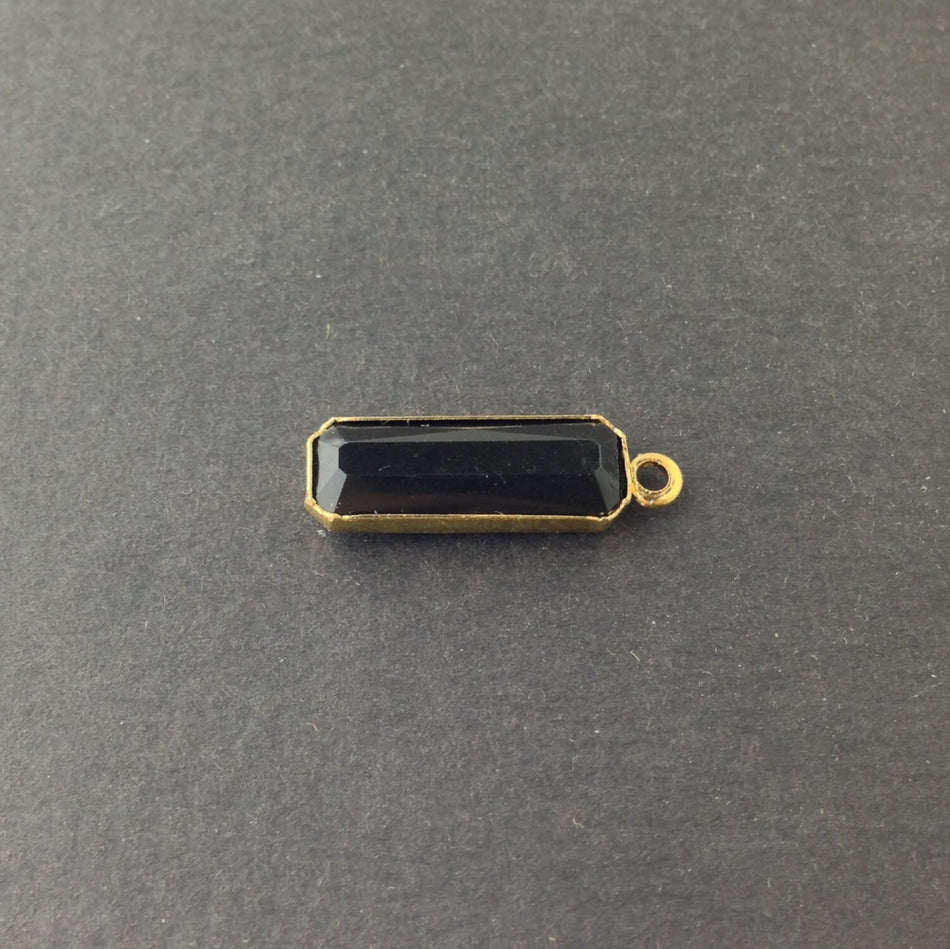 1 Loop Vintage Black Acrylic Faceted Channel Set Rectangle Drops 8x20mm (6) chr068BB