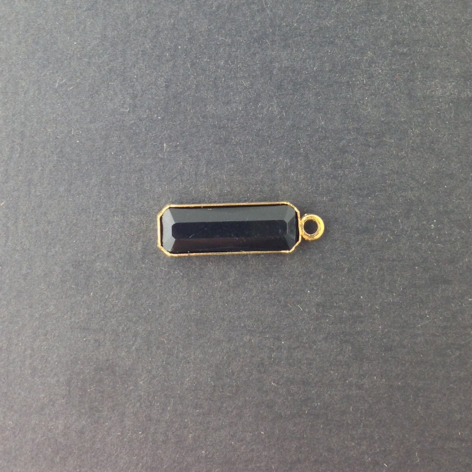 1 Loop Vintage Black Acrylic Faceted Channel Set Rectangle Drops 8x20mm (6) chr068BB