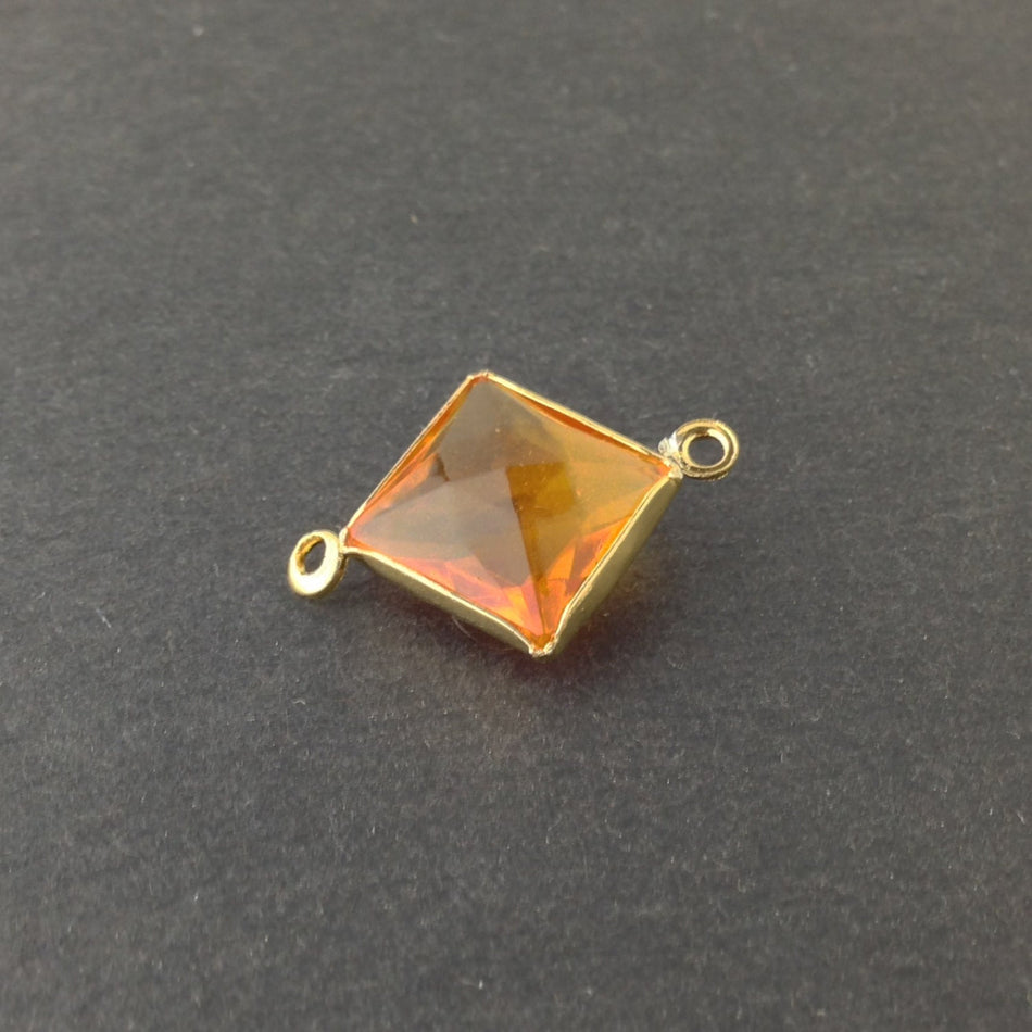 2 Loop Vintage Topaz Acrylic Faceted Channel Set Square Drops 14mm (6) chr087B