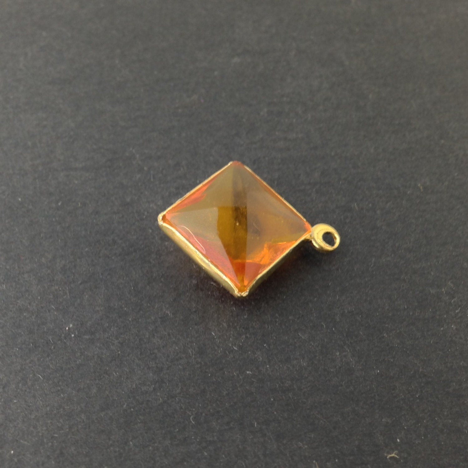 1 Loop Vintage Topaz Acrylic Faceted Channel Set Square Drops 14mm (6) chr087L