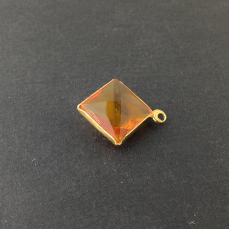 1 Loop Vintage Topaz Acrylic Faceted Channel Set Square Drops 14mm (6) chr087L