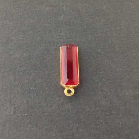 1 Loop Vintage Ruby Acrylic Faceted Channel Set Rectangle Drops 8x20mm (6) chr068Y