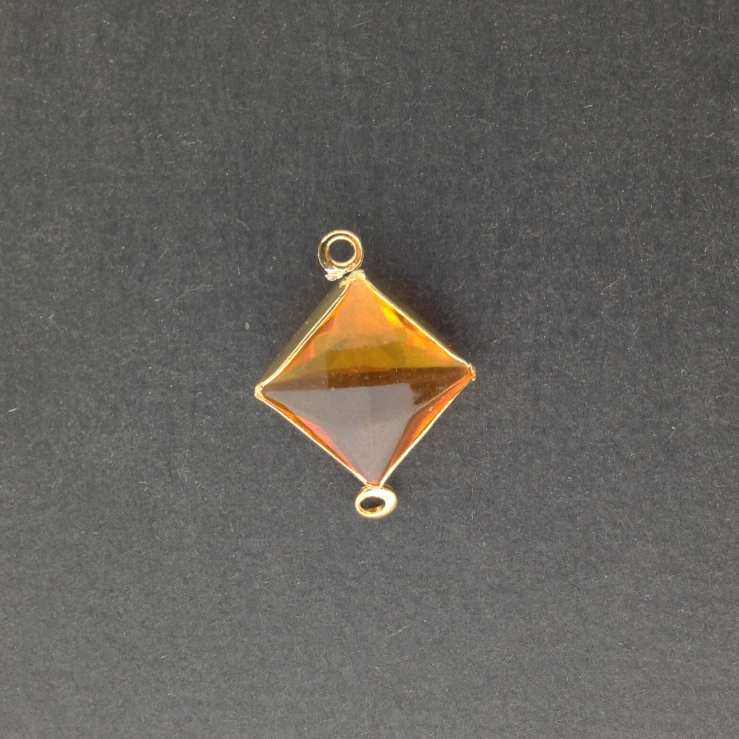 2 Loop Vintage Topaz Acrylic Faceted Channel Set Square Drops 14mm (6) chr087B
