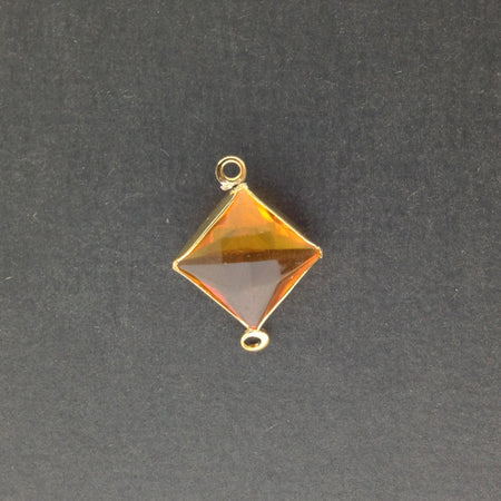 2 Loop Vintage Topaz Acrylic Faceted Channel Set Square Drops 14mm (6) chr087B