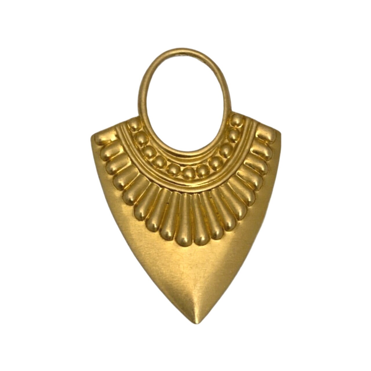 Raw Brass Open Loop Teardrop Hoop Tribal Pendant (4) mtl403C