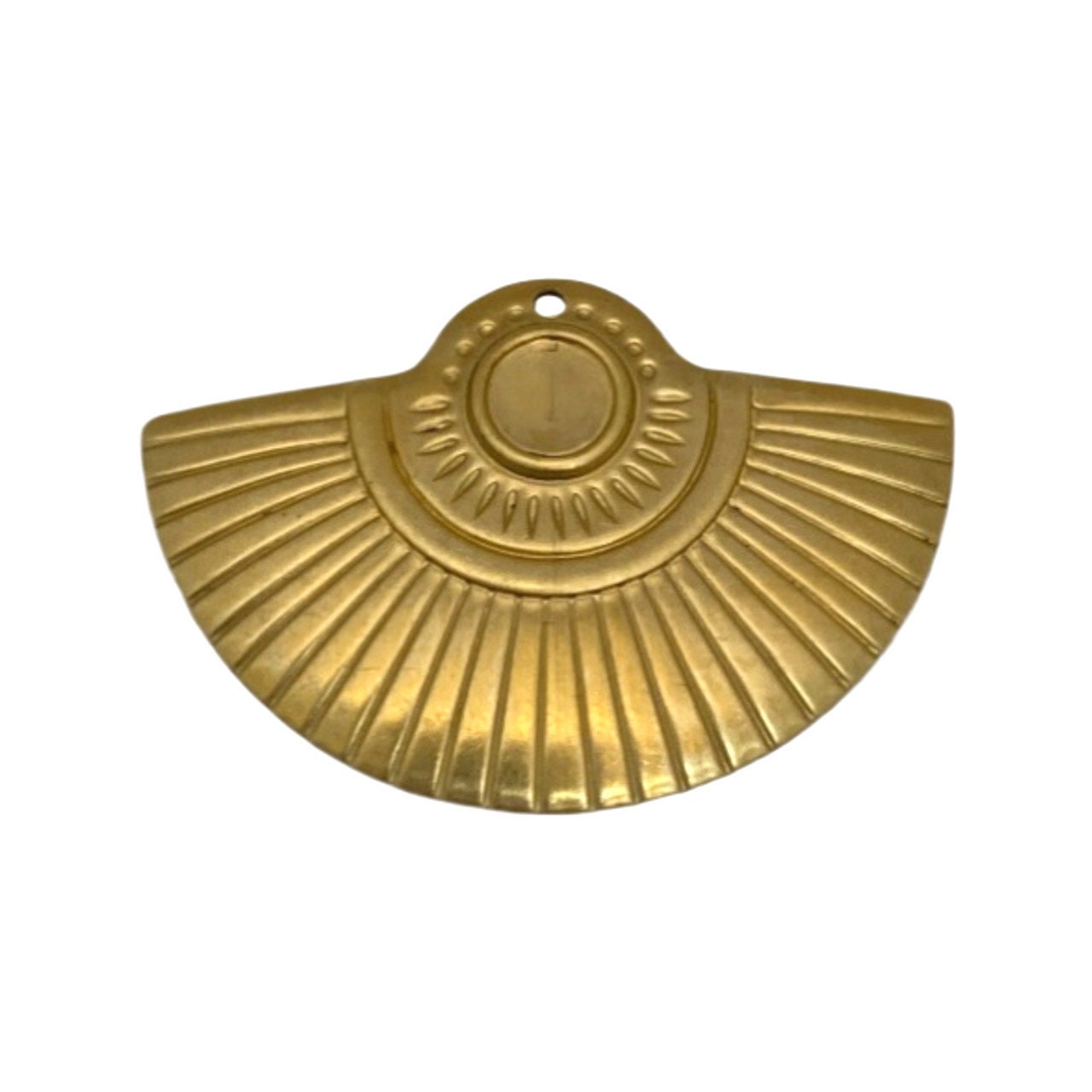 1 Hole Raw Brass Fan Tribal Pendant with 6mm Setting (4) mtl367B