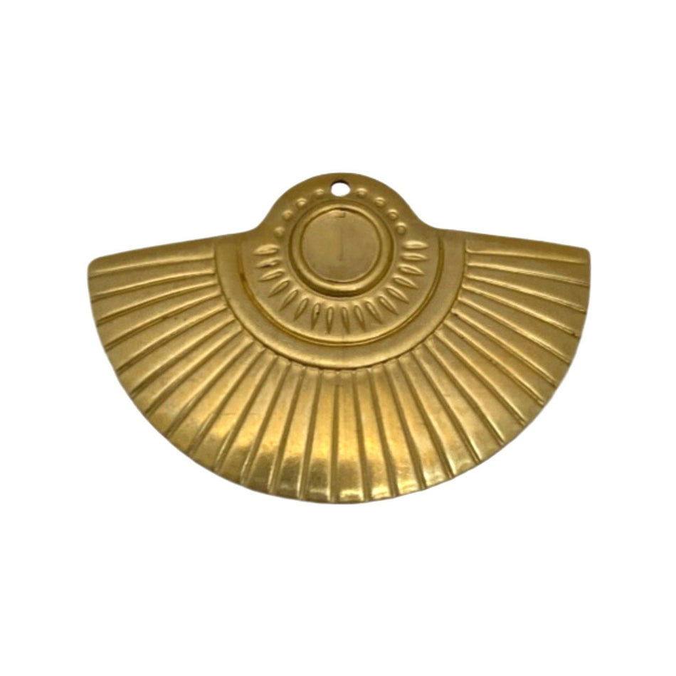 1 Hole Raw Brass Fan Tribal Pendant with 6mm Setting (4) mtl367B