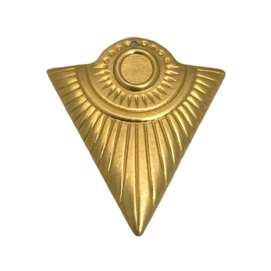 1 Hole Raw Brass Triangle Tribal Pendant with 6mm Setting (4) mtl367