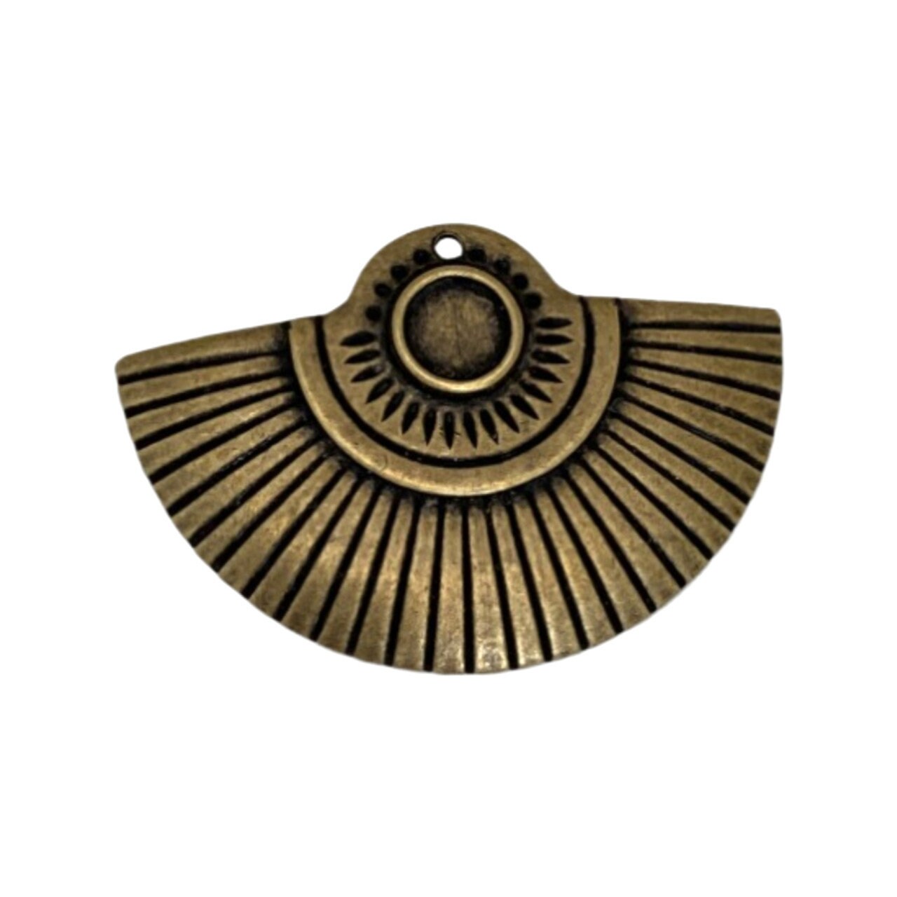1 Hole Brass Ox Fan Tribal Pendant with 6mm Setting (4) mtl367G