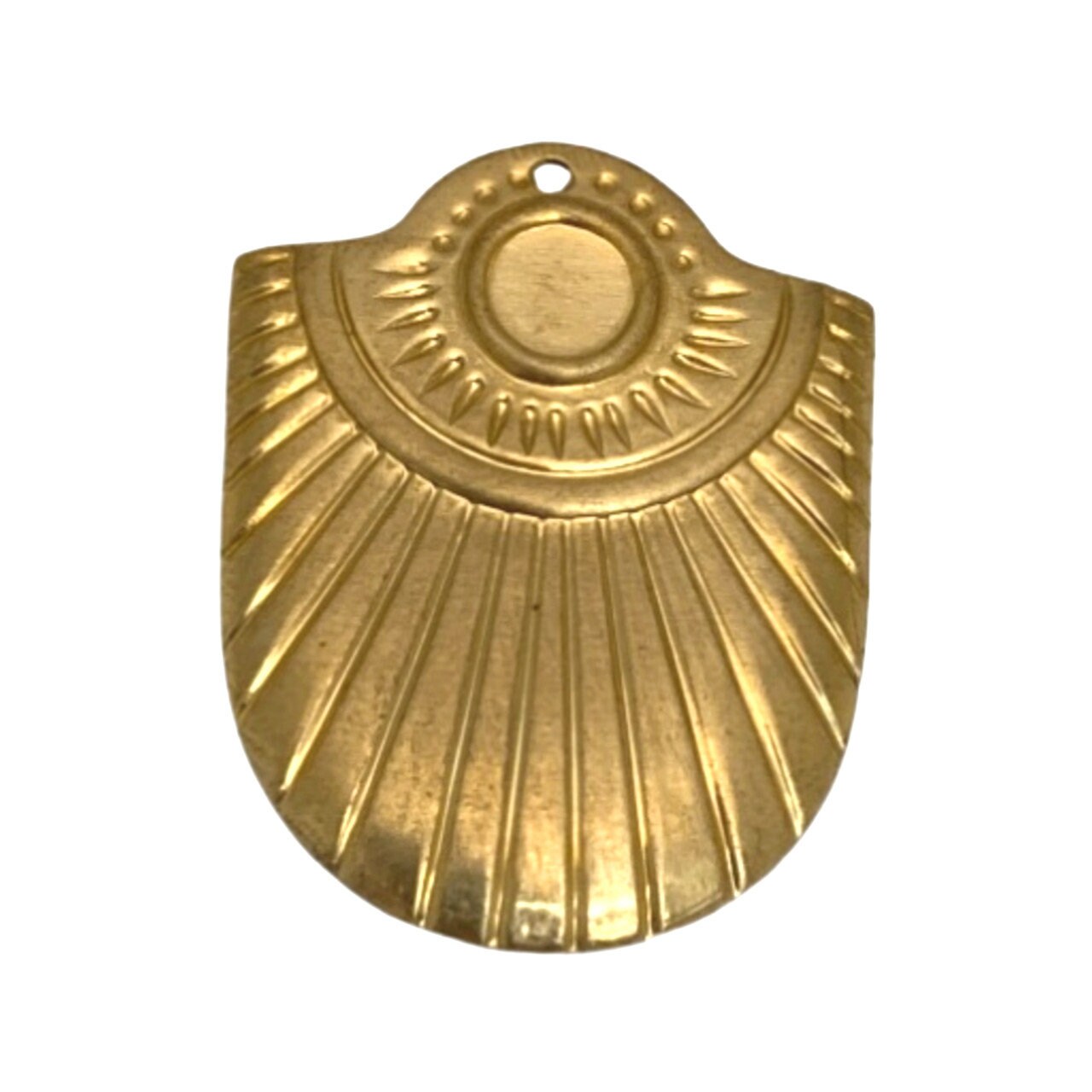 1 Hole Raw Brass Oval Tribal Pendant with 6mm Setting (4) mtl367A