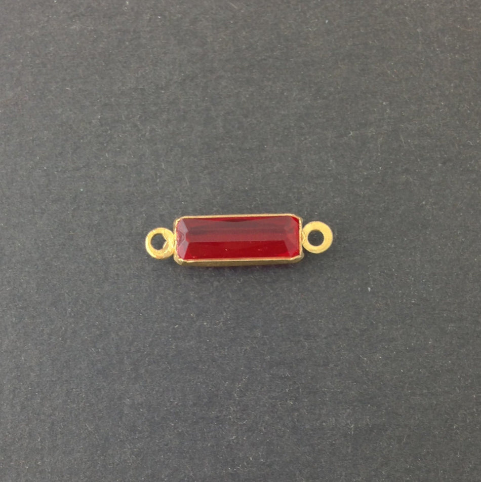 2 Loop Vintage Ruby Acrylic Faceted Channel Set Rectangle Drops 6x14mm (8) chr068H