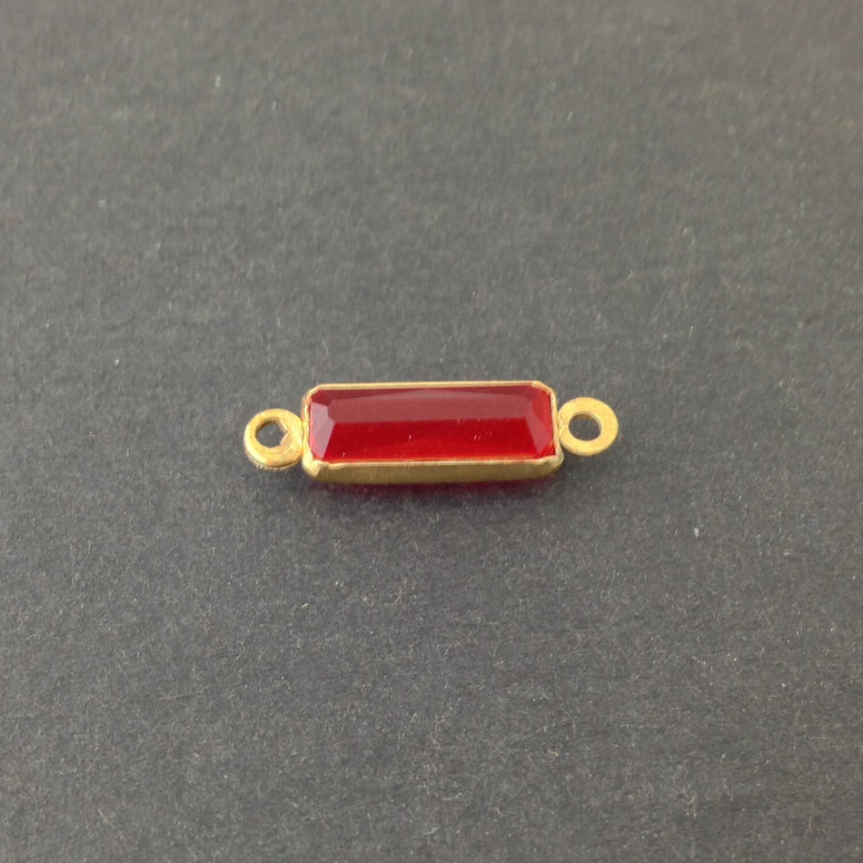 2 Loop Vintage Ruby Acrylic Faceted Channel Set Rectangle Drops 6x14mm (8) chr068H