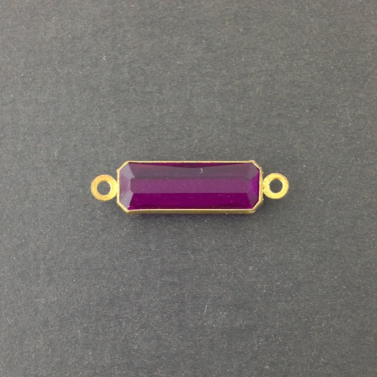 2 Loop Vintage Amethyst Acrylic Faceted Channel Set Rectangle Drops 7x19mm (6) chr068A