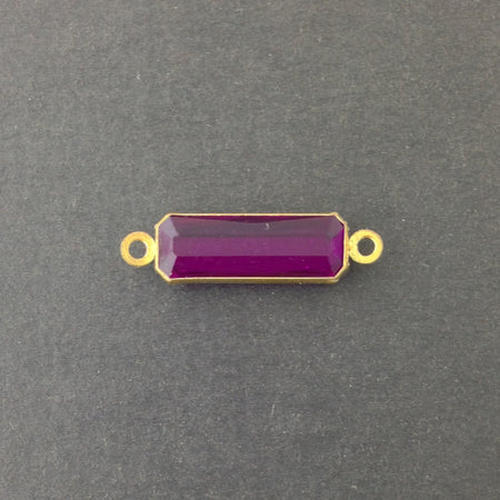 2 Loop Vintage Amethyst Acrylic Faceted Channel Set Rectangle Drops 7x19mm (6) chr068A