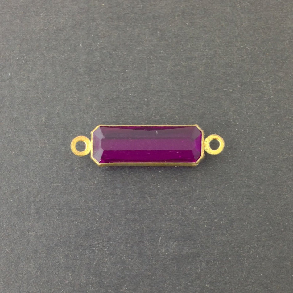 2 Loop Vintage Amethyst Acrylic Faceted Channel Set Rectangle Drops 7x19mm (6) chr068A