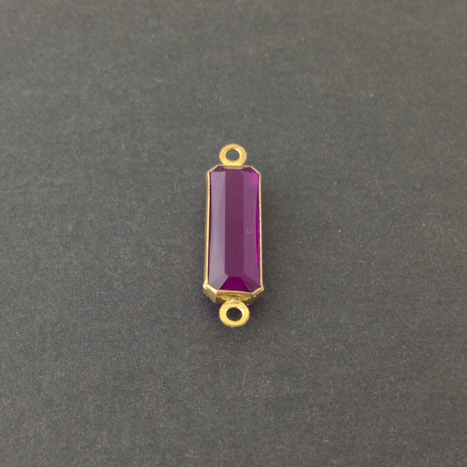 2 Loop Vintage Amethyst Acrylic Faceted Channel Set Rectangle Drops 7x19mm (6) chr068A
