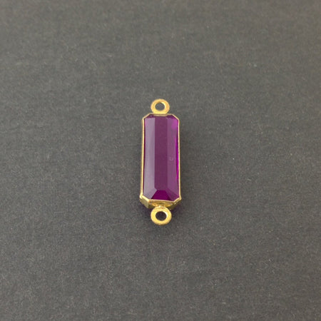 2 Loop Vintage Amethyst Acrylic Faceted Channel Set Rectangle Drops 7x19mm (6) chr068A