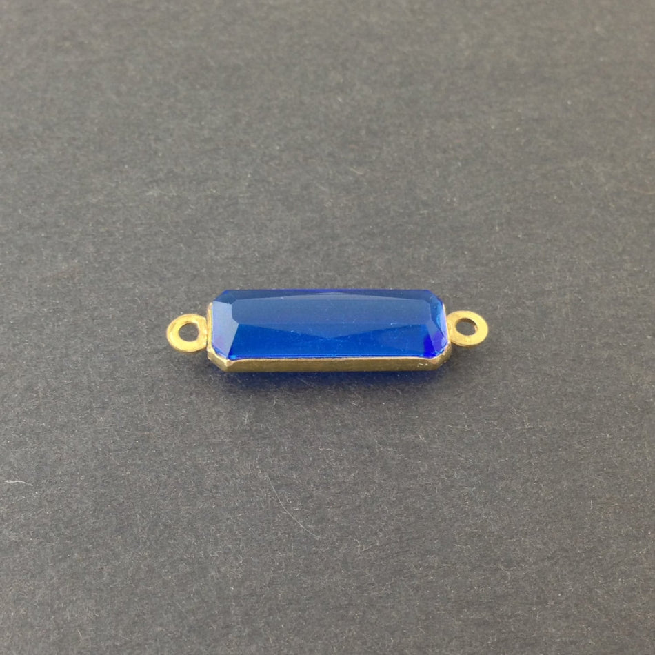 2 Loop Vintage Sapphire Acrylic Faceted Channel Set Rectangle Drops 7x19mm (6) chr068B