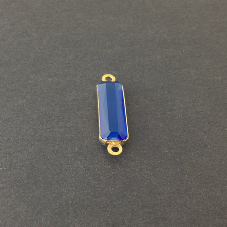2 Loop Vintage Sapphire Acrylic Faceted Channel Set Rectangle Drops 7x19mm (6) chr068B
