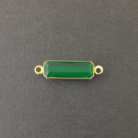 2 Loop Vintage Emerald Acrylic Faceted Channel Set Rectangle Drops 7x19mm (6) chr068E
