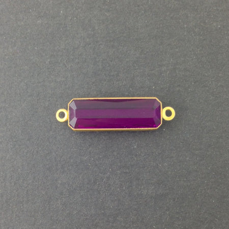 2 Loop Vintage Amethyst Acrylic Faceted Channel Set Rectangle Drops 8x25mm (6) chr068F