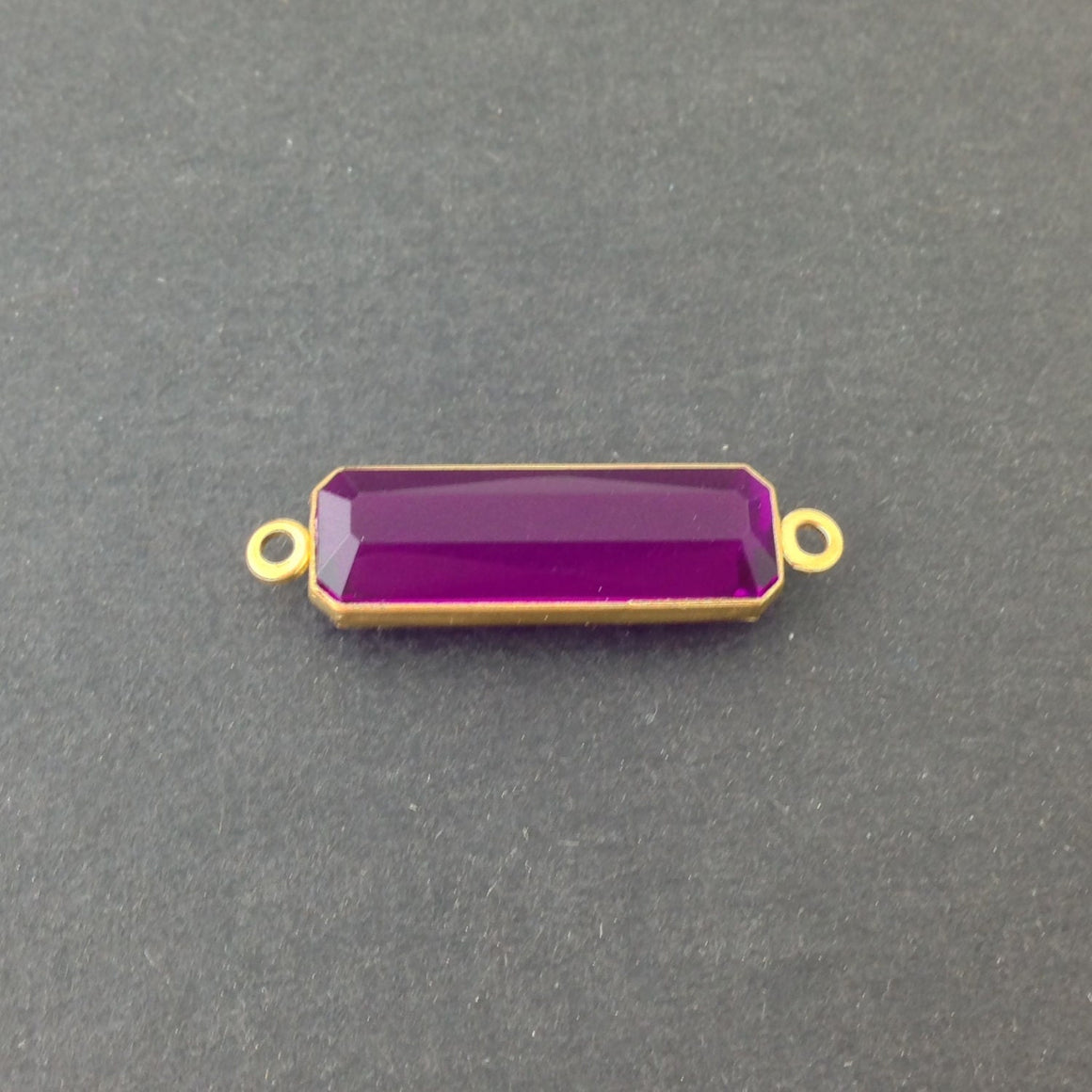 2 Loop Vintage Amethyst Acrylic Faceted Channel Set Rectangle Drops 8x25mm (6) chr068F
