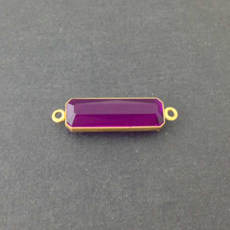2 Loop Vintage Amethyst Acrylic Faceted Channel Set Rectangle Drops 8x25mm (6) chr068F