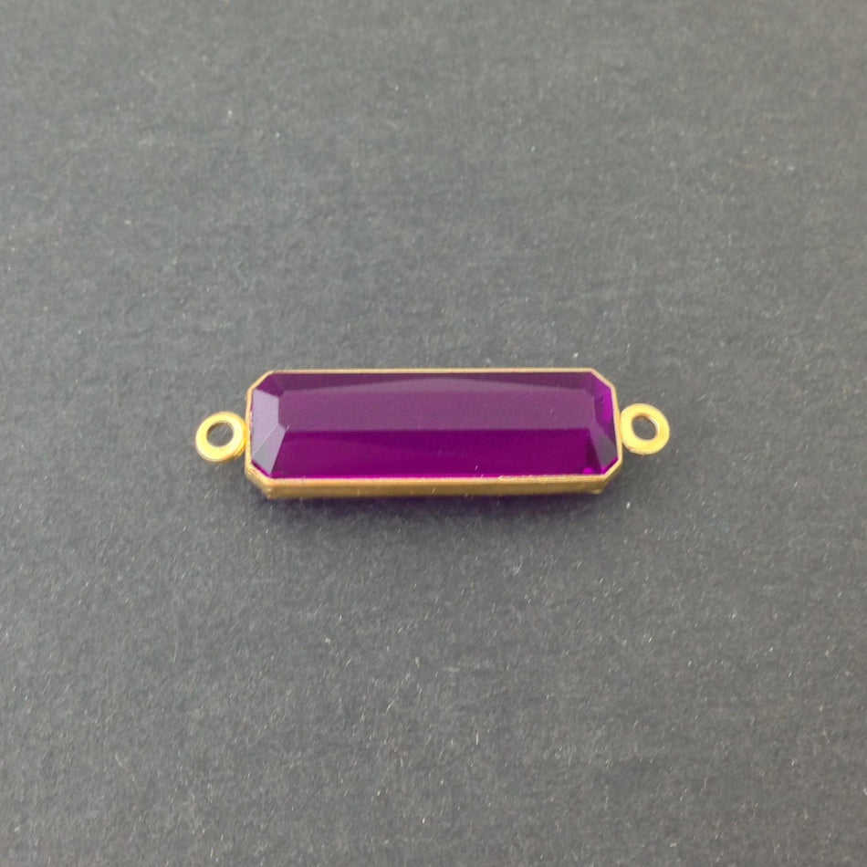 2 Loop Vintage Amethyst Acrylic Faceted Channel Set Rectangle Drops 8x25mm (6) chr068F