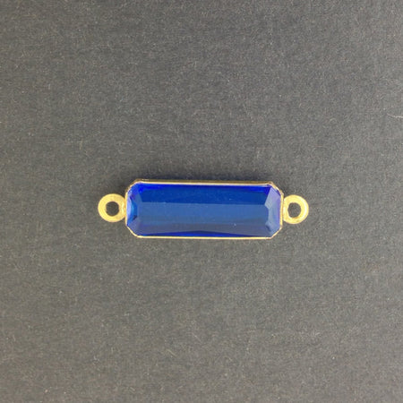 2 Loop Vintage Sapphire Acrylic Faceted Channel Set Rectangle Drops 7x19mm (6) chr068B