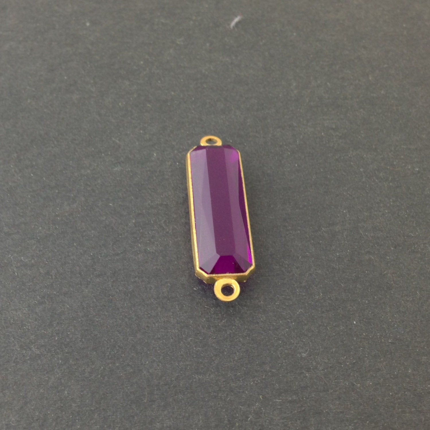 2 Loop Vintage Amethyst Acrylic Faceted Channel Set Rectangle Drops 8x25mm (6) chr068F