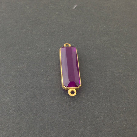 2 Loop Vintage Amethyst Acrylic Faceted Channel Set Rectangle Drops 8x25mm (6) chr068F