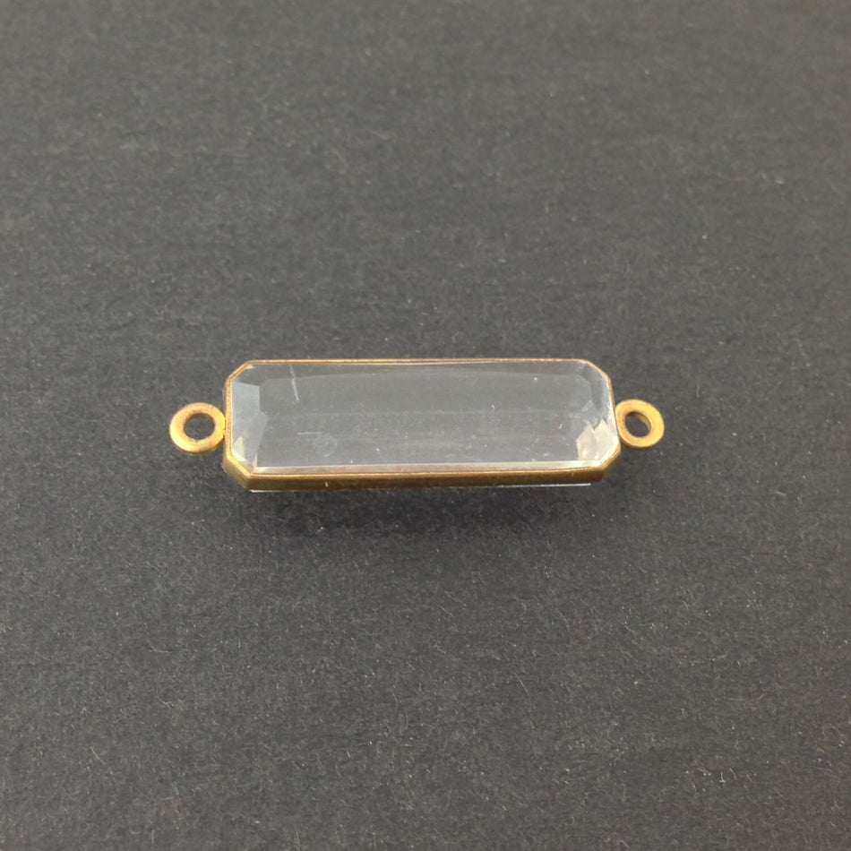 2 Loop Vintage Clear Acrylic Faceted Channel Set Rectangle Drops 8x25mm (6) chr068C