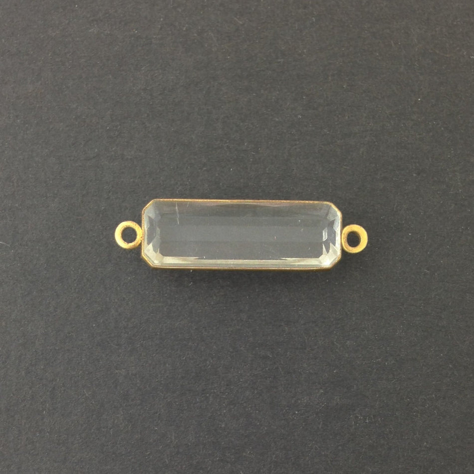 2 Loop Vintage Clear Acrylic Faceted Channel Set Rectangle Drops 8x25mm (6) chr068C