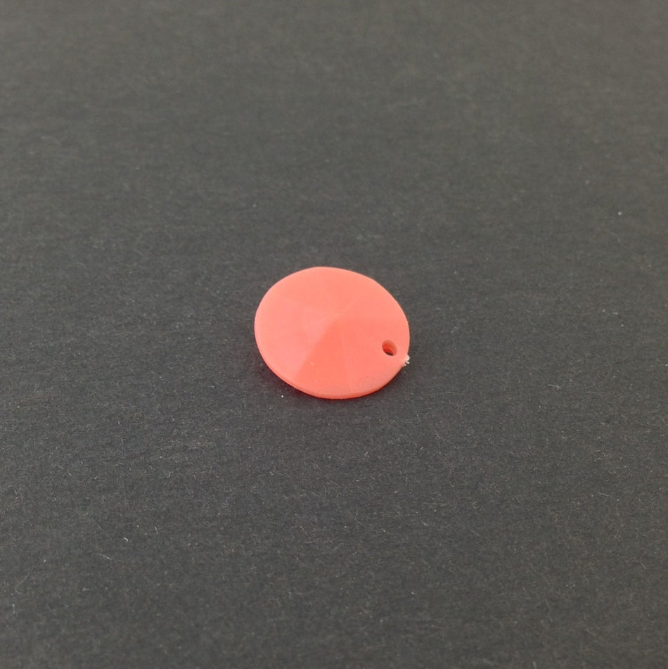 Vintage Faceted Coral Round Disk Charms Drops 15mm (12) chr026N