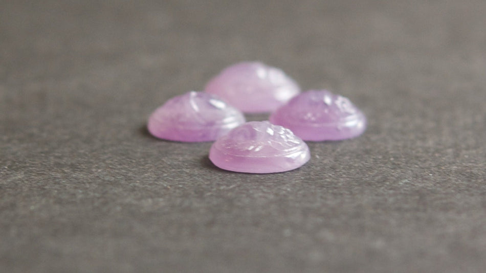 Vintage Amethyst Marbled Scarab Glass Cabochons 12X10mm (6) cab319LL