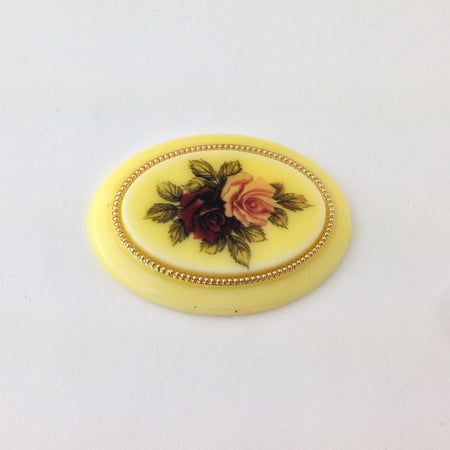 Vintage Ivory Large Pink Red Rose Cabochons 40mm X 30mm (1) cab132D